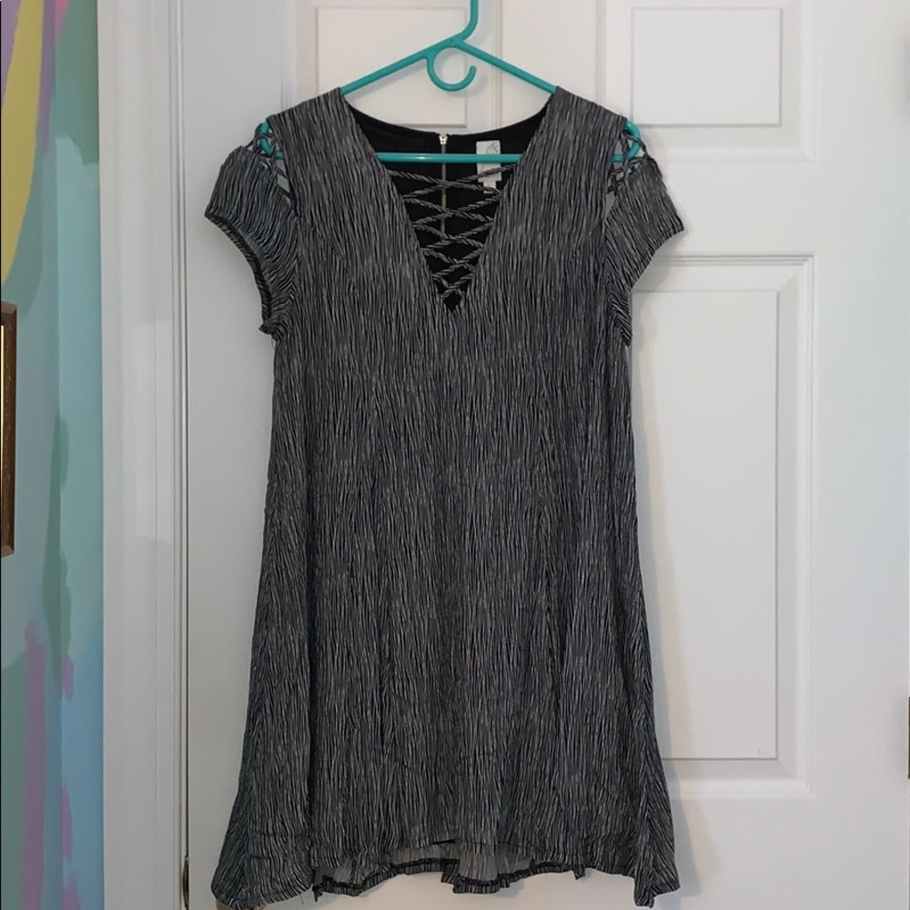 Black dress with white lines